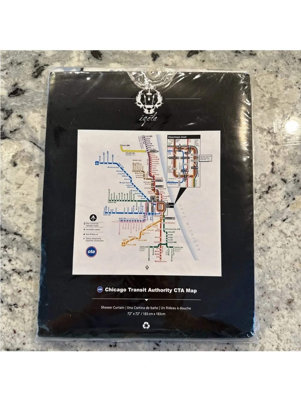 Chicago The L Transit Authority CTA Map Shower Curtain NWT
